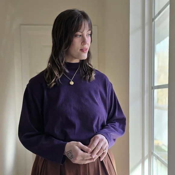 Vintage Plum Ribbed Top - Picture 3 of 6